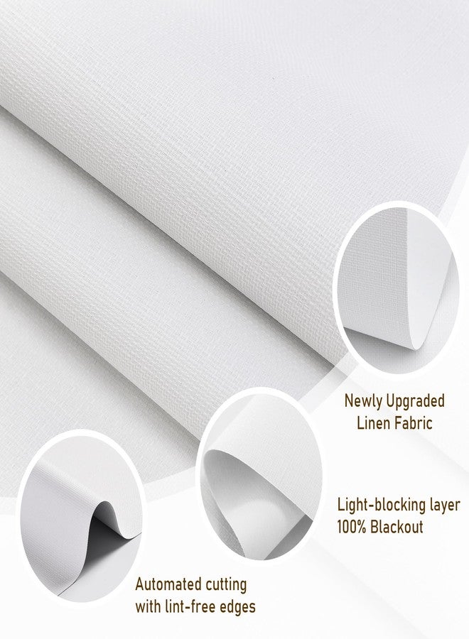 AOSKY Linen Roller Blinds Shades for Indoor Windows Pull Down Cordless Blackout Black Out Window Shade 34 Inch Blinds for Home White - Image 2